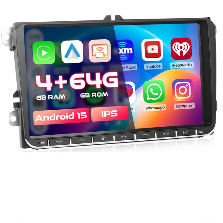 Hikity [4+64GB] Android 15 Autoradio, Wireless CarPlay Android Auto, für VW Golf 5 6 Passat Polo Tig