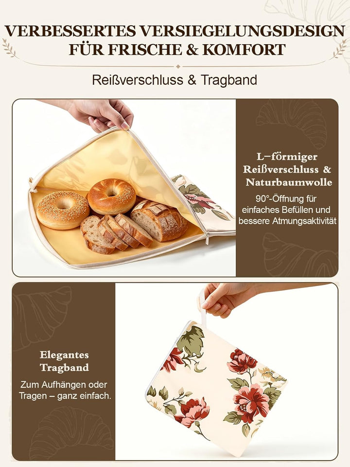 Weenkler Bienenwachs Brotbeutel 2er Set, wiederverwendbar 33x43cm, Rot
