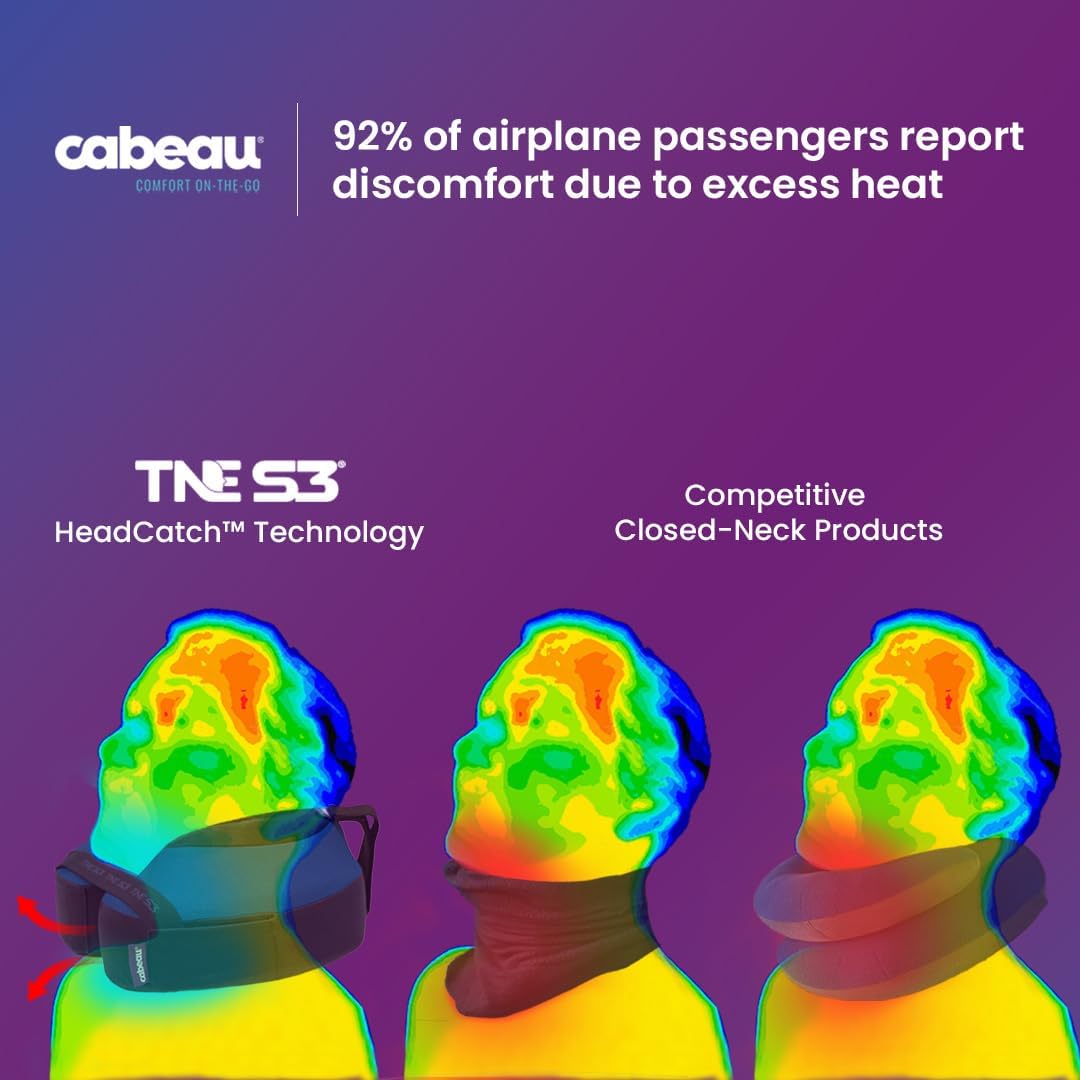 Cabeau The Neck's Evolution, TNE S3 Travel Neck Pillow Memory Foam Airplane Pillow - Neck Pillow wit