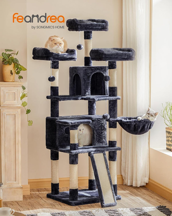 Feandrea Kratzbaum, XXL Katzenbaum, 169 cm, rauchgrau PCT019G01 Rauchgrau 54L x 49B x 169H cm, Rauch