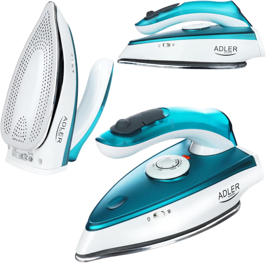 ADLER EUROPE AD5035 - Reise-Dampfbügeleisen - Kleines Bügeleisen mit klappbarem Griff - Leichtes Rei