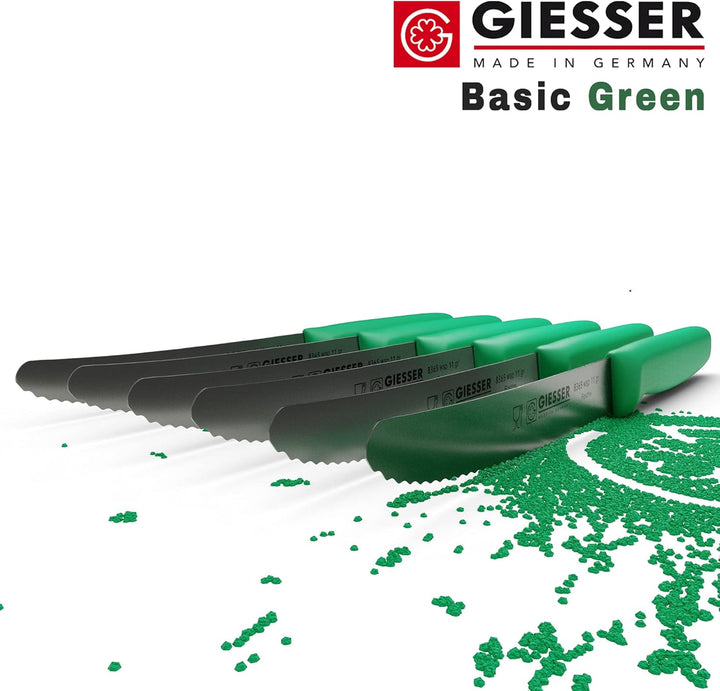 Giesser seit 1776 - Made in Germany - Tomatenmesser 6er Set grün, Klinge 11 cm, rutschfest, kleines