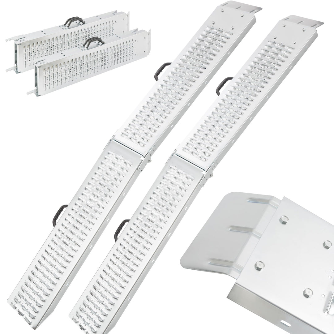 Arebos 2 x Auffahrrampe 400 kg | Laderampe faltbar | galvanisierter Stahl 180x22,5x4,5 cm | Verlader