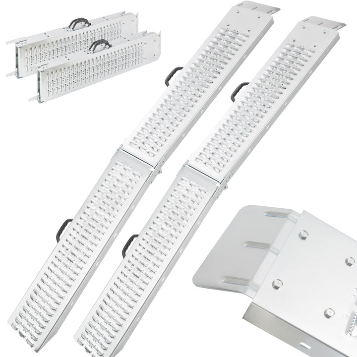 Arebos 2 x Auffahrrampe 400 kg | Laderampe faltbar | galvanisierter Stahl 180x22,5x4,5 cm | Verlader