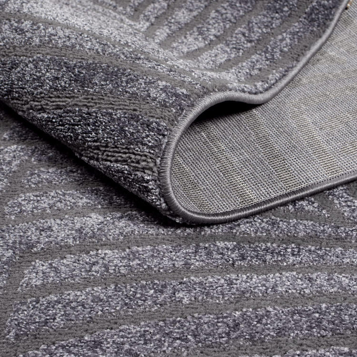 carpet city Teppich Wohnzimmer 120 cm Rund - Anthrazit, Grau - Kurzflor, 3D-Effekt, Glanzgarn - Geo-