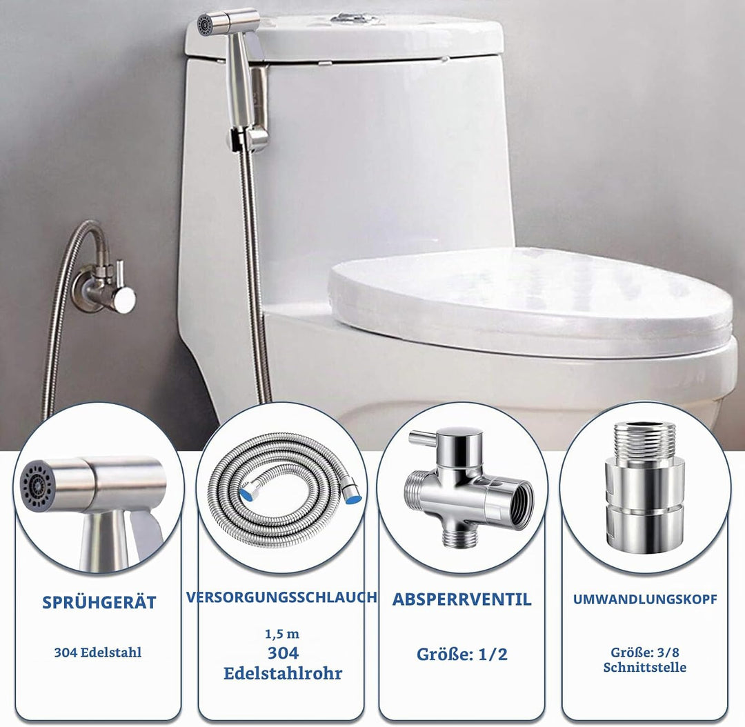 Bidet-Handbrause, Dualer Schalter Dualer Modus Hand Gehalten Bidet Sprayer Edelstahl Sprayer mit 49-