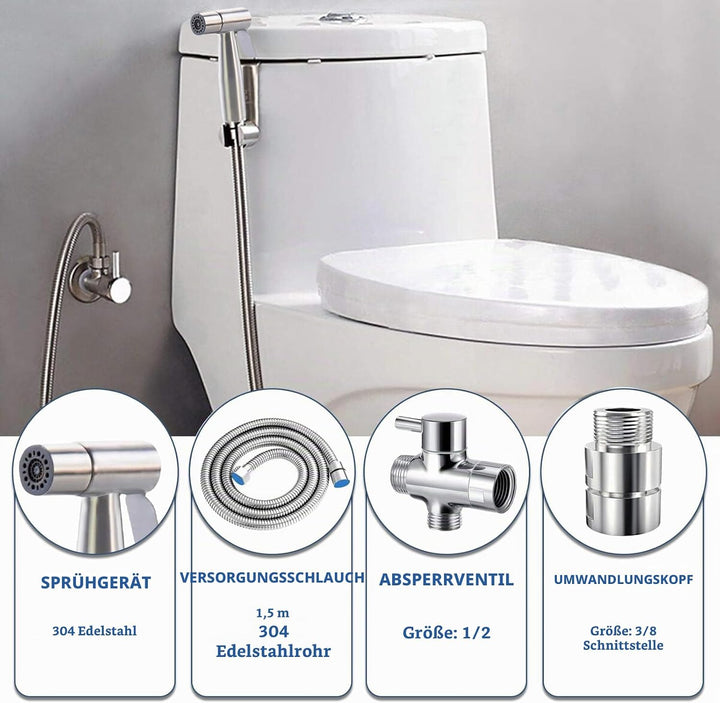 Bidet-Handbrause, Dualer Schalter Dualer Modus Hand Gehalten Bidet Sprayer Edelstahl Sprayer mit 49-