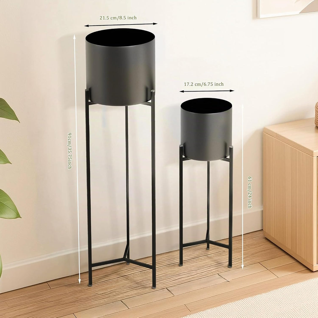 Ribelli Metall Blumentopf Ständer 2er Set φ18/23 cm, Blumenhocker mit Übertopf, Blumentreppe Pflanze