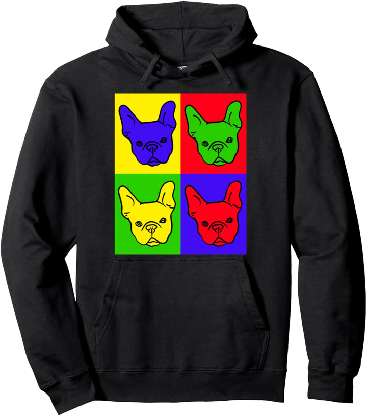 Französische Bulldogge Damen Herren Kinder Hund Pop Art Pullover Hoodie