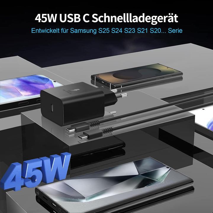 45W USB C Schnellladegerät Ladekabel für Samsung Galaxy S25 S24 S23 S22 S21 Ultra S20 A56 A55 A54 A5
