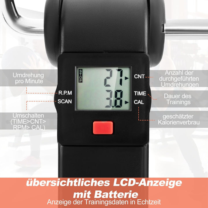 GOPLUS Pedaltrainer für Zuhause, Arm und Beintrainer für Senioren, Mini Bike Heimtrainer mit LCD-Dis