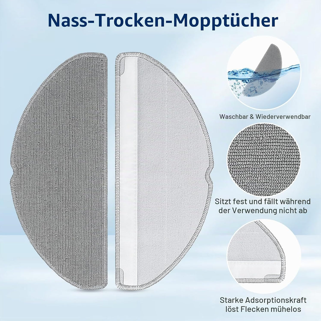 22 Stück Zubehör für Roborock Q7 M5/ Q7 L5+ Saugroboter Ersatzteile, 2 Hauptbürsten, 6 HEPA-Filter,
