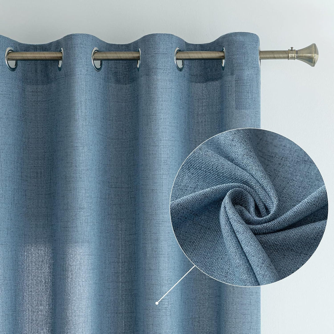 MIULEE Leinen Vorhänge mit Leinen Ringe Effekt Wohnzimmer Modern Semi-transparent Voile Vorhang Natu