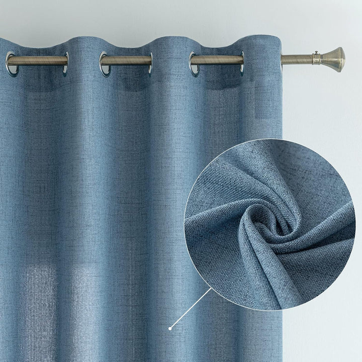 MIULEE Leinen Vorhänge mit Leinen Ringe Effekt Wohnzimmer Modern Semi-transparent Voile Vorhang Natu