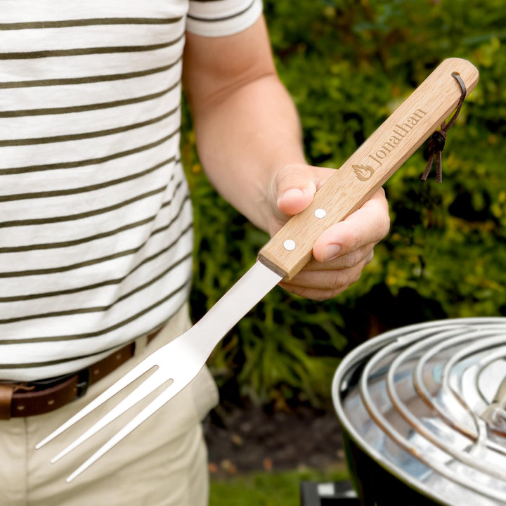 Grill gabel personalisiert mit Name Order Botschaft - Fleischgabel mit Gravur und aus Edelstahl mit