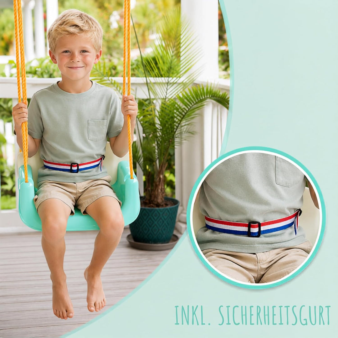 Kinderschaukel 3in1 zum Anfangen, mit Seilen, 0-6 Jahre, Babyschaukel Gartenschaukel Indoor Outdoor
