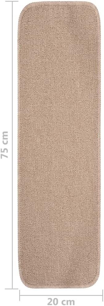 homiuse Antirutsch Stufenmatten 15 STK. 75x20 cm Beige Rechteckig Treppenstufen Matten Modern Stufen
