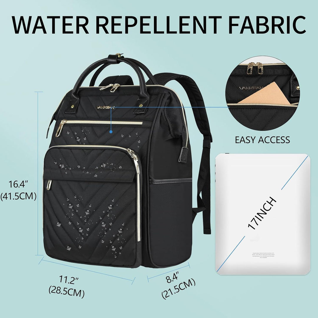 VANKEAN 15.6 Zoll Laptop Rucksack für damen herren Schwarz | Computer Arbeitstasche, Grosse Kapazitä