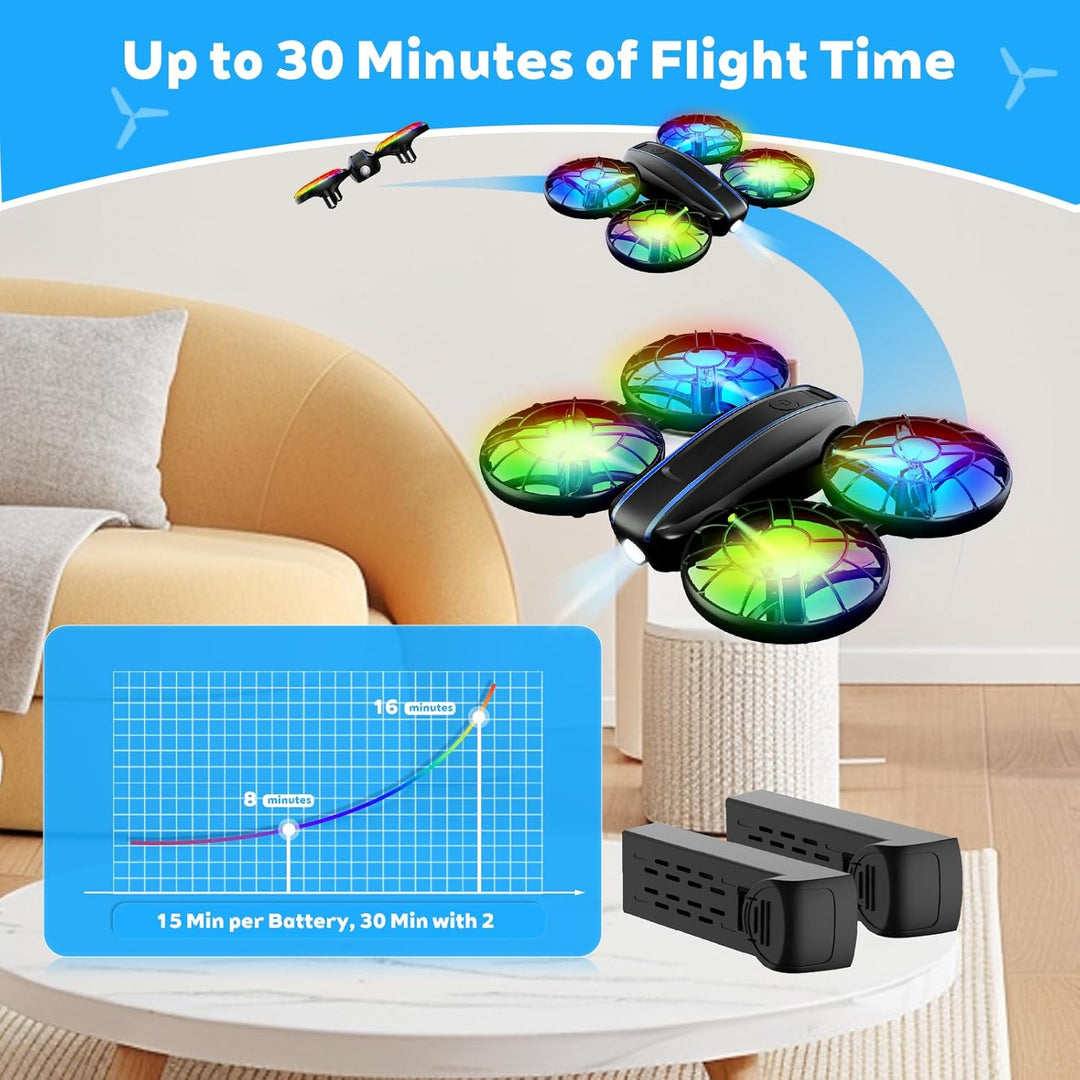 RC Drohne für Kinder und Anfänger, kleiner RC Quadcopter mit Lichtern und 3D Flip, Propeller Full Pr