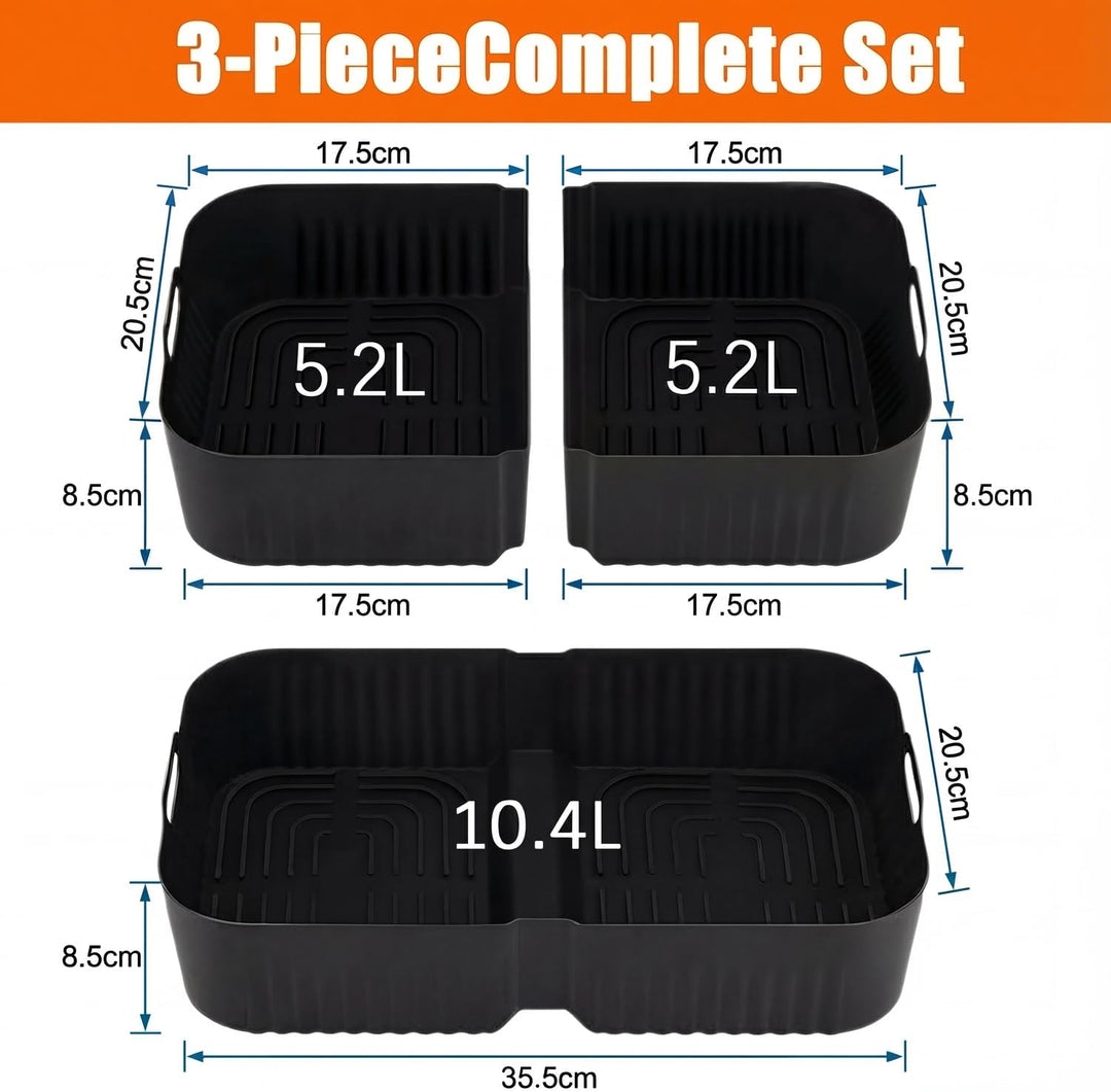 3 Stück Silikonform Heissluftfritteuse Zubehör für Ninja Foodi FlexDrawer 10,4L AF500EU AF500DE AF50