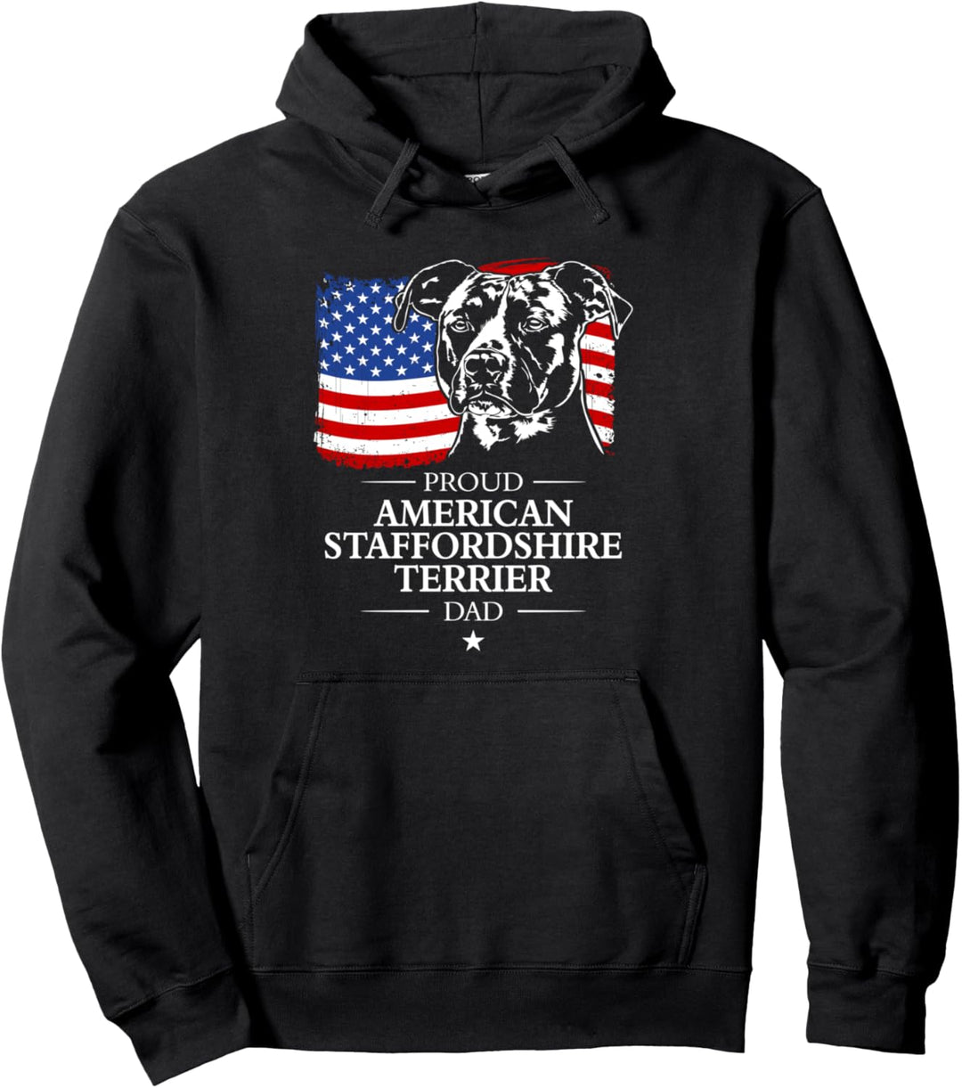 American Staffordshire Terrier Dad Amerika Hund Fahne Hunde Pullover Hoodie