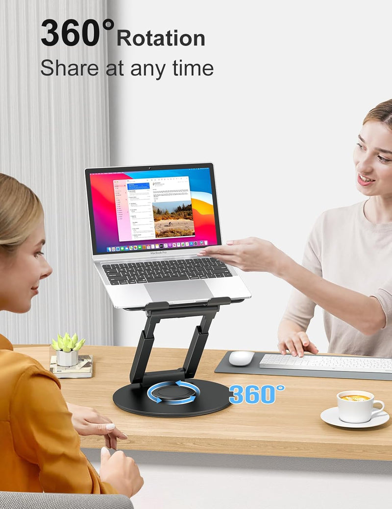 Laptop Ständer Höhenverstellbar mit 360° Drehbarer Basis, Ergonomisch Laptopständer, Laptop Erhoehun