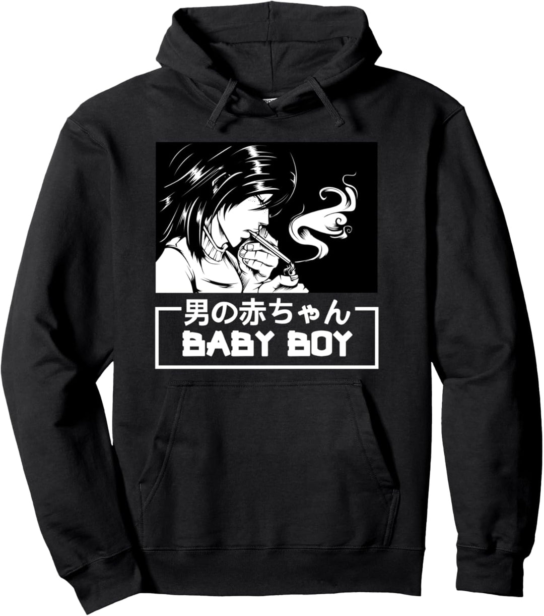 Baby Boy Aesthetic Vaporwave Anime Japan Kawaii Manga Pullover Hoodie