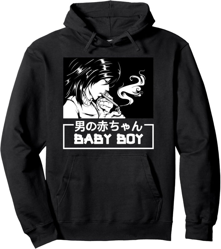 Baby Boy Aesthetic Vaporwave Anime Japan Kawaii Manga Pullover Hoodie