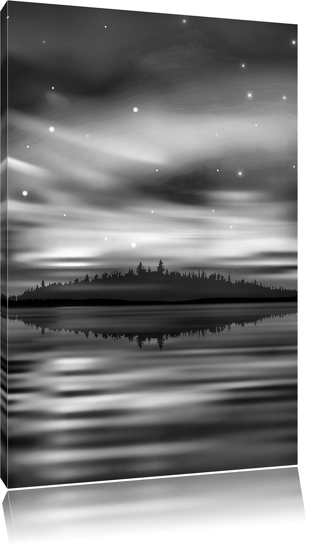 Pixxprint Monocrome, Finnische Polarlichter, Format: 100x70 auf Leinwand, 100x70
