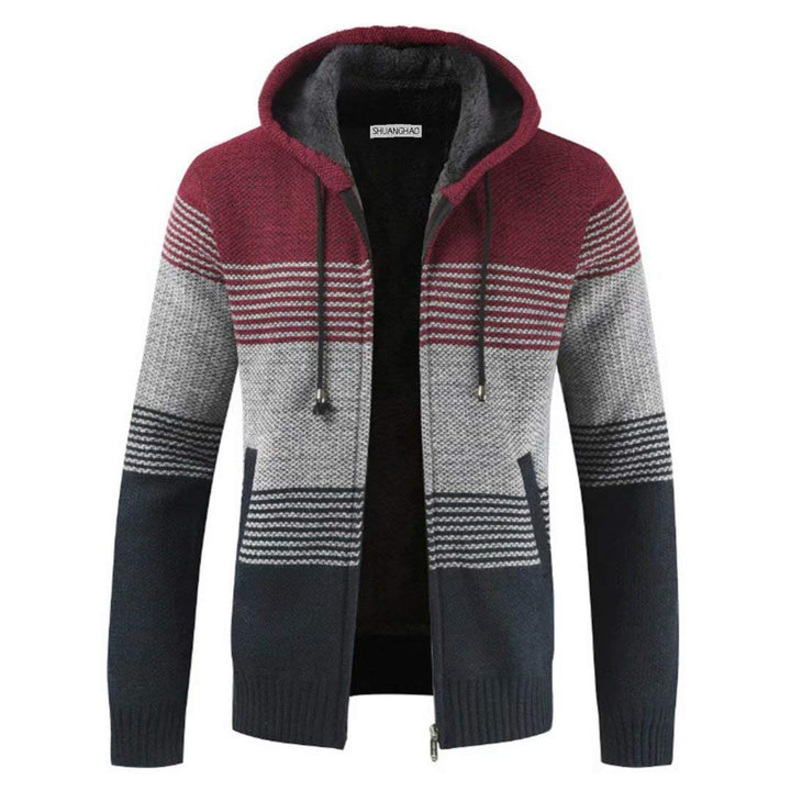 Herren Hoodie mit Kapuze Pullover Pulli Strick-Sweatshirt-Strickjacke-Cardigan, Freizeit-Winter-Kapu