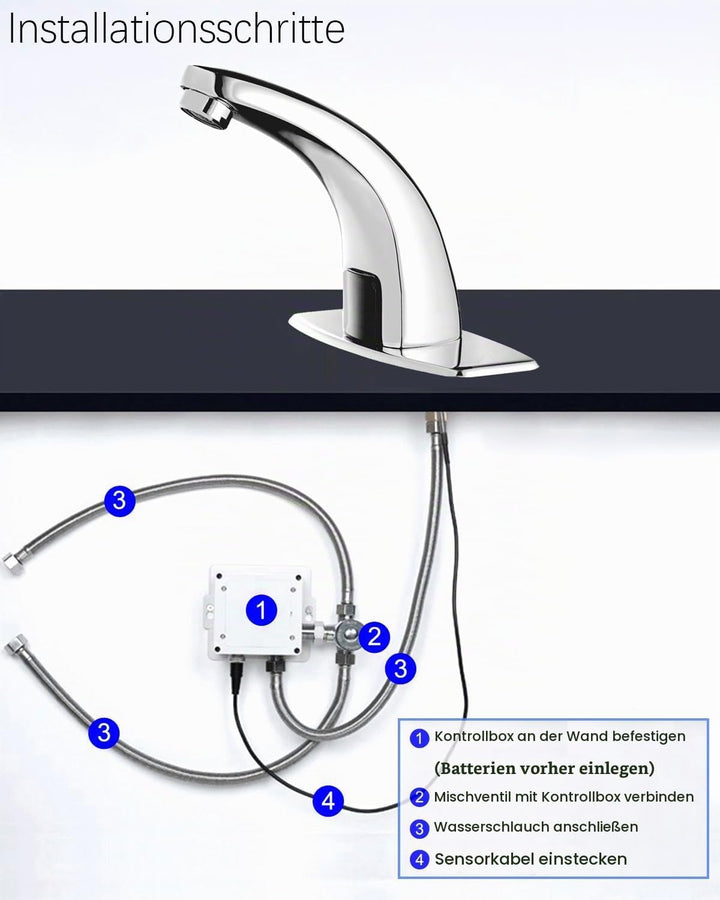 Wasserhahn mit Sensor Bad Infrarot Warm Kaltwasser Wasserhahn Automatik Waschtischarmatur Waschbecke