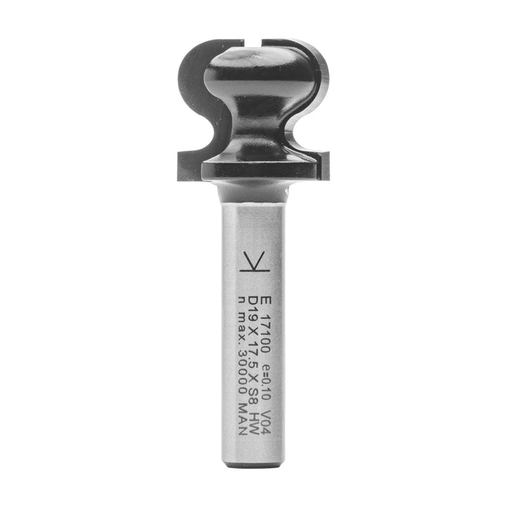 ENT 17100 Griffleistenfräser HW, Schaft (S) 8 mm, Durchmesser (D) 19 mm, NL 17,5 mm, R 4,75 mm, r 2,