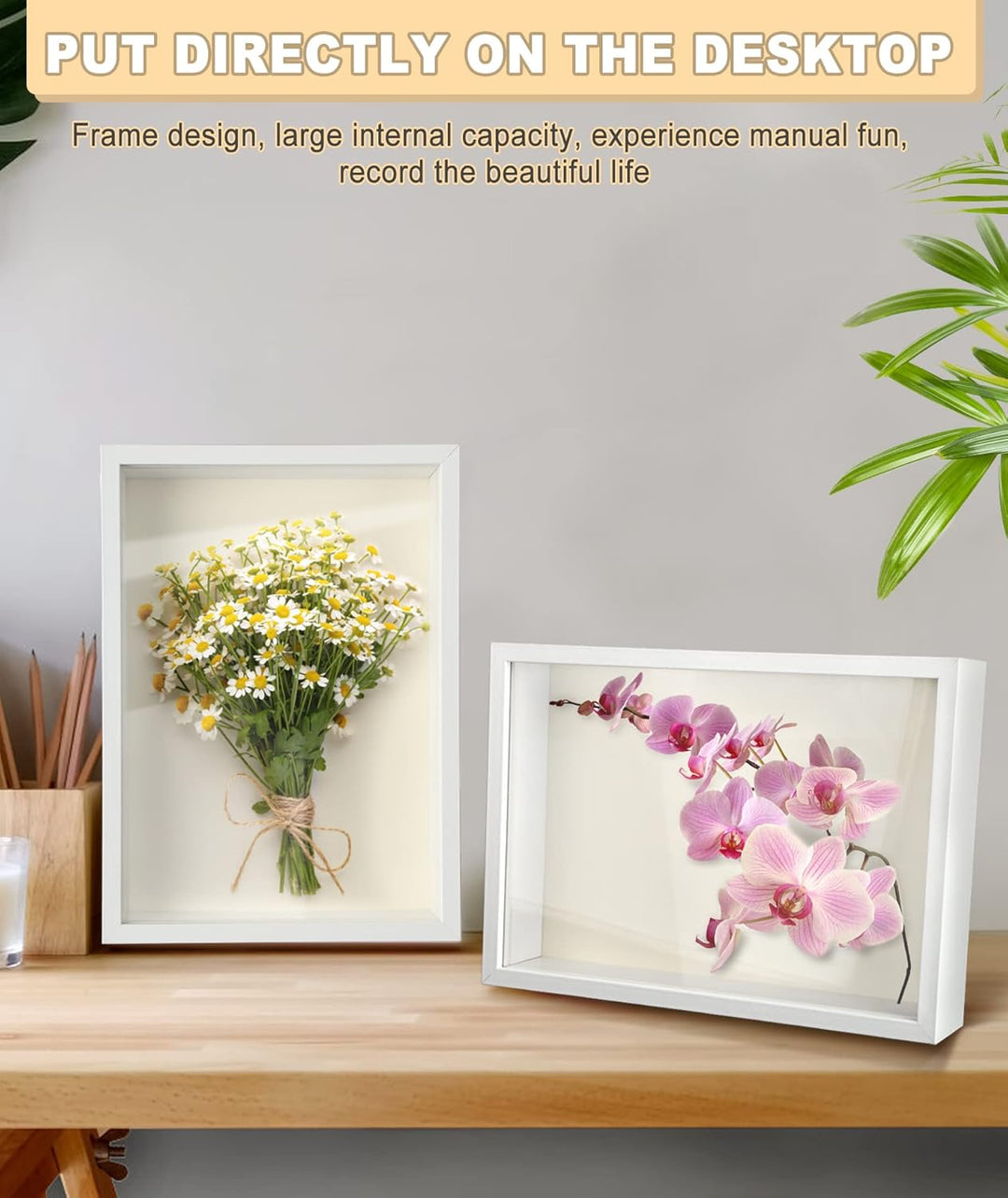 3D Bilderrahmen 23 x 32 cm,Bilderrahmen tief 6cm für Objekte bis 6cm,Tiefer Rahmen mit Transparente