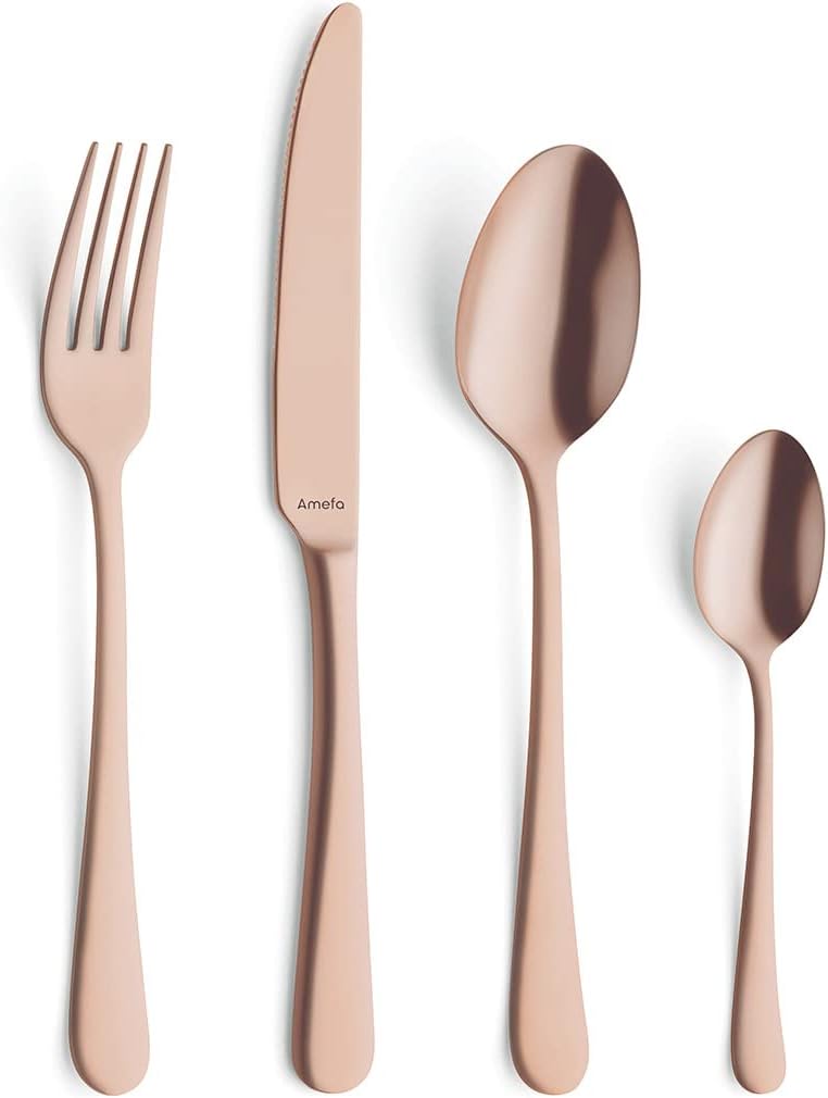 Amefa AUSTIN KUPFER Besteckset 24-teilig | PVD-veredeltes goldenes Besteck Set | farbiges Tafelservi