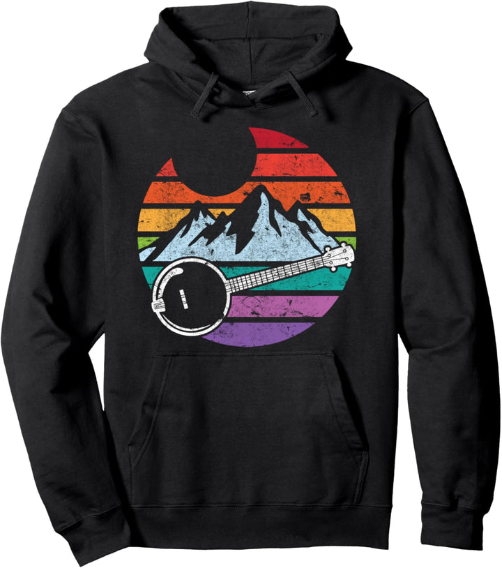 Retro Banjo I Berge und Sonne 80er Jahre I Cooles Banjo Pullover Hoodie