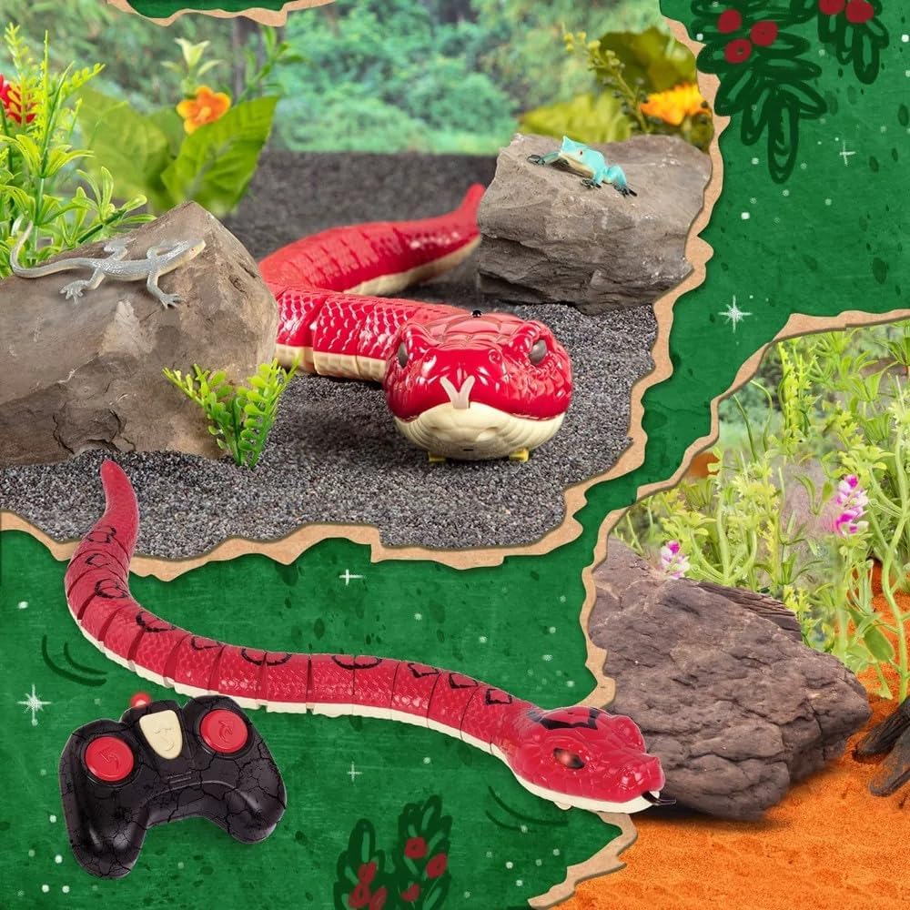 Terra Ferngesteuerte Schlange Rot – RC Boa mit leuchtenden LED Augen und Fernbedienung – Spielzeug a