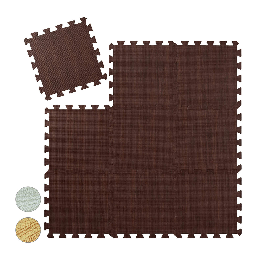 Relaxdays Floor Protection Mat, 9 Puzzle Mats for Sports &amp; Fitness Equipment, EVA Foam, BPA-free, Wo