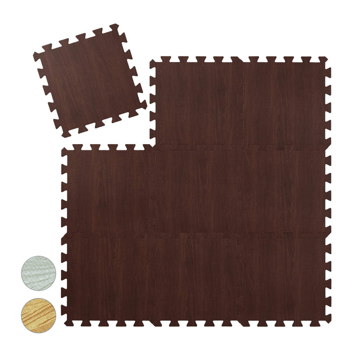 Relaxdays Floor Protection Mat, 9 Puzzle Mats for Sports &amp; Fitness Equipment, EVA Foam, BPA-free, Wo