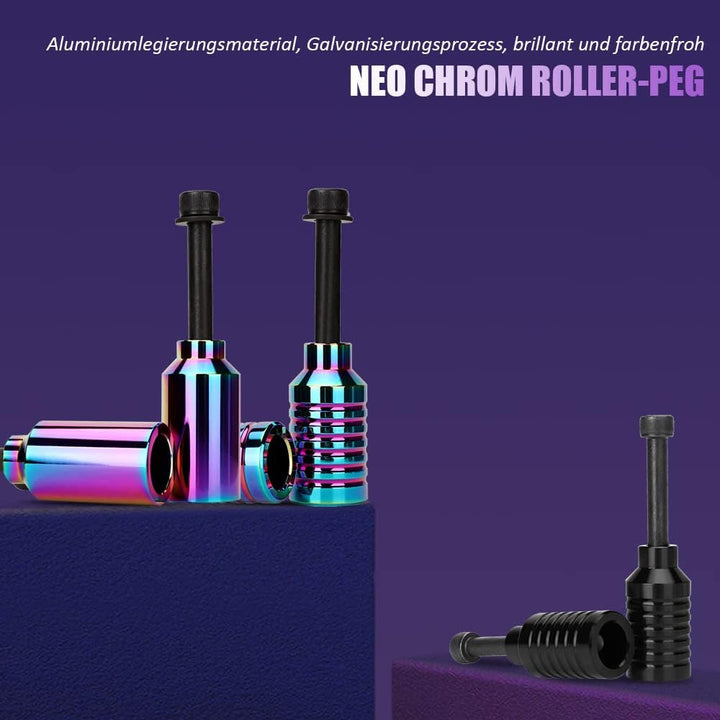Scooter pegs - 2 stück Pro Stunt Scooter Pegs Rainbow Schward mit 12.9 Stufe Achse und Befestigungsm