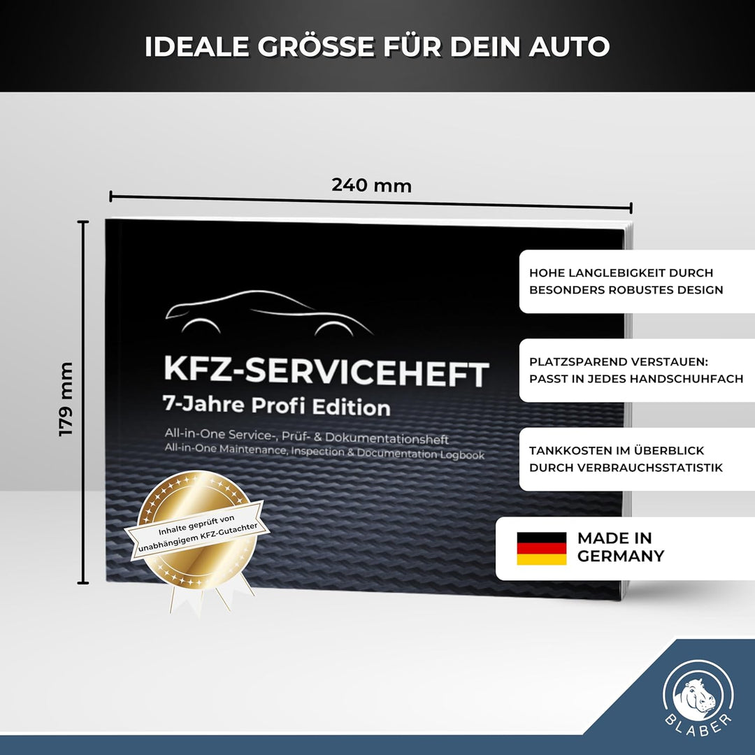 Serviceheft KFZ [All-in-One] – Universelles Scheckheft Auto für PKW – 7-Jahre Profi Edition inkl. Wa