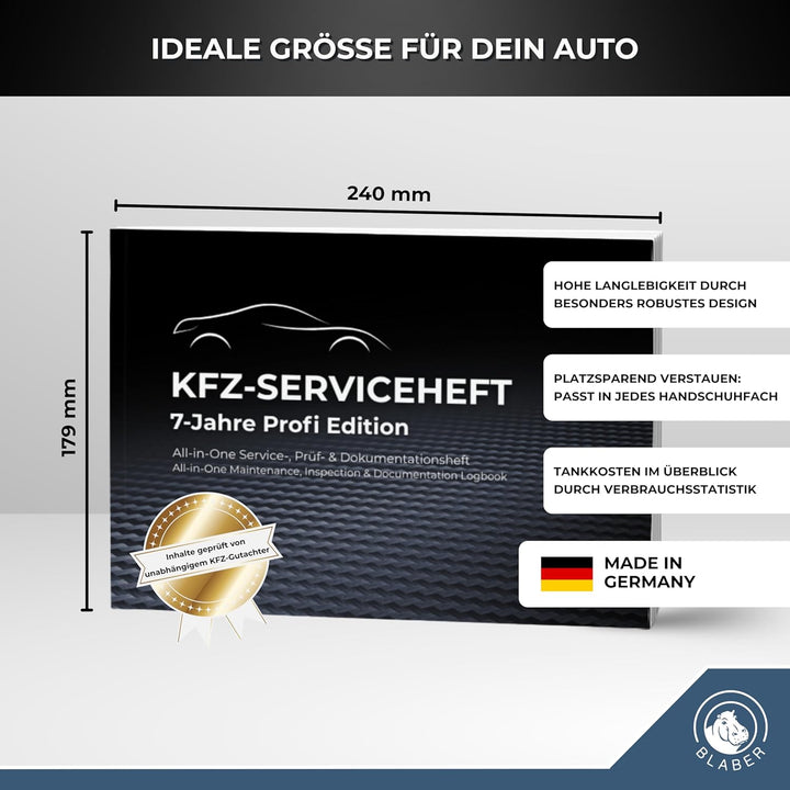 Serviceheft KFZ [All-in-One] – Universelles Scheckheft Auto für PKW – 7-Jahre Profi Edition inkl. Wa