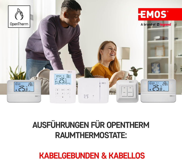 Emos Digitaler Raumthermostat mit OpenTherm-Unterstützung - Programmierbarer, verkabelter, oberfläch