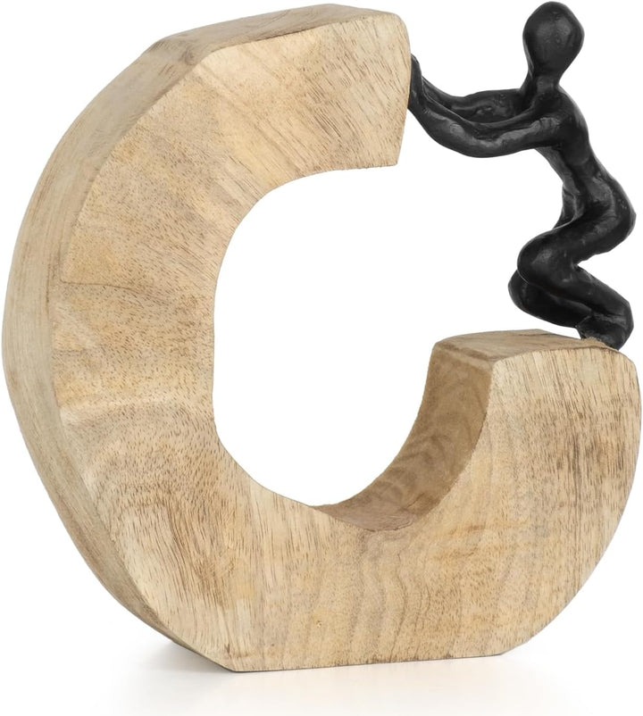 Moritz Skulptur I Wir räumen den Weg frei I 18,5 x 6 x 19 cm I Holzdeko I Skulpturen Deko I Modern I
