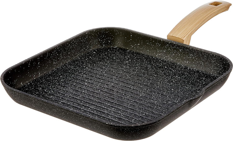 ALLUFLON Etnea Wood Edition Grillpfanne, Aluminium, schwarz, 28/28 cm