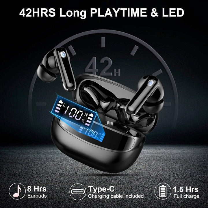 Kopfhörer Kabellos Bluetooth 5.4, Bluetooth Kopfhörer, 4 ENC Noise Cancelling Mics, 50 Std Spielzeit
