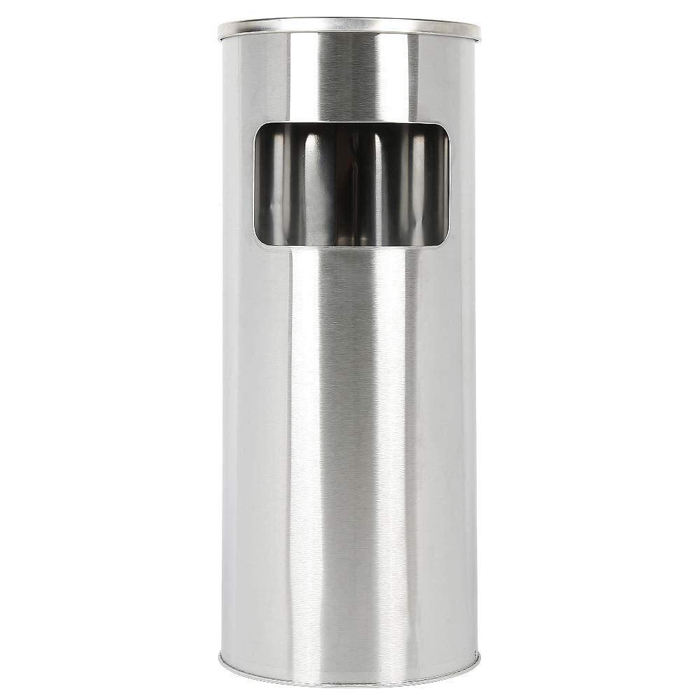 Mülleimer mit Aschenbecher für den Aussenbereich, Standaschenbecher aus Edelstahl mit Mülleimer, für