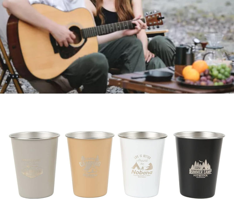 Gugxiom Pint Cup Campingbecher 12 Unzen Edelstahlbecher-Set, Leichtes 4-Farben-Picknick-Getränkebech