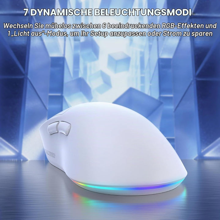 A.JAZZ NJ08 Tri-Mode Kabellose Gaming Maus, 1000Hz 70g Leicht, PC Mouse Mittel-Gross Ergonomisch, 12