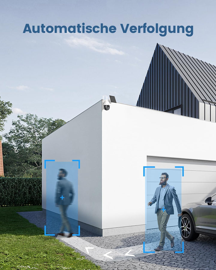 AOSU 3K Überwachungskamera Aussen Akku Solar, 5MP Kabellose WLAN-Überwachungskamera für den Aussenbe