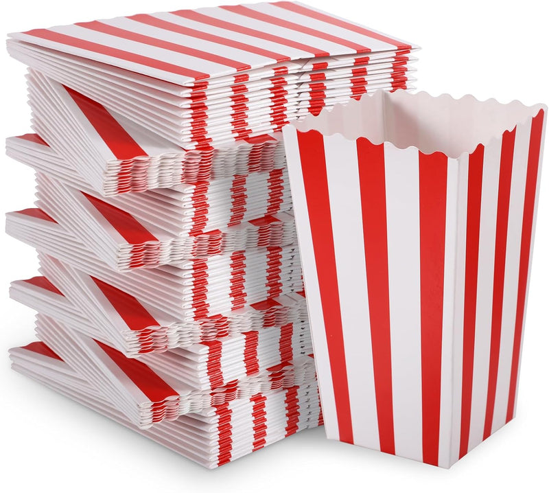 100 Stück Popcorn Tüten, 11,5x7x5 cm Popcorntüten Klein Popcorn Boxen Rot Weiss Snacktüten Süssigkei